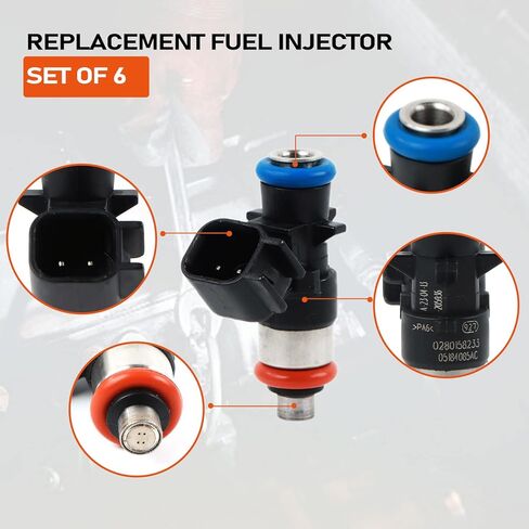 6pcs FJ1147 62410 Fuel Injector 0280158233 05184085AC 5184085AD FJ1147 Fuel Injectors Applied for 3.6L V6 Fuel Injector Replacement Parts in Saudi Arabia
