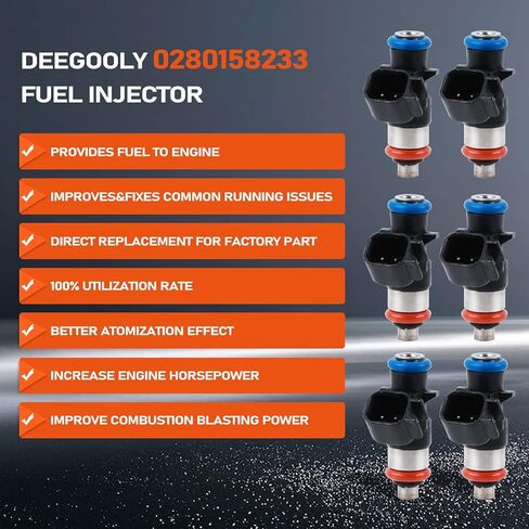 6pcs FJ1147 62410 Fuel Injector 0280158233 05184085AC 5184085AD FJ1147 Fuel Injectors Applied for 3.6L V6 Fuel Injector Replacement Parts in Saudi Arabia