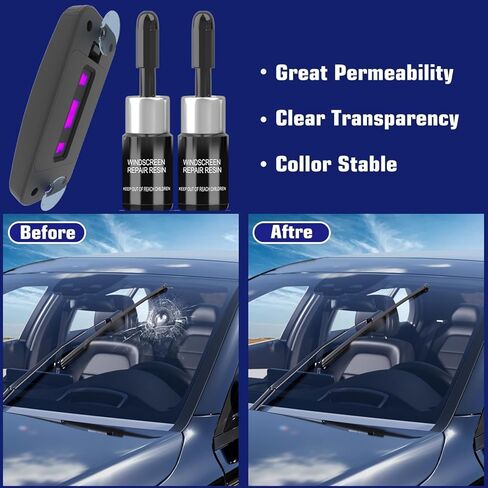 طقم إصلاح الزجاج الأمامي - سائل إصلاح زجاج النانو للرقائق والشقوق | إصلاح سريع، يعمل على الرقائق والشقوق، مجموعة إصلاح الزجاج الأمامي للشقوق، أداة إصلاح الزجاج الأمامي للسيارات سائل إصلاح النانو (أزرق) in Kuwait