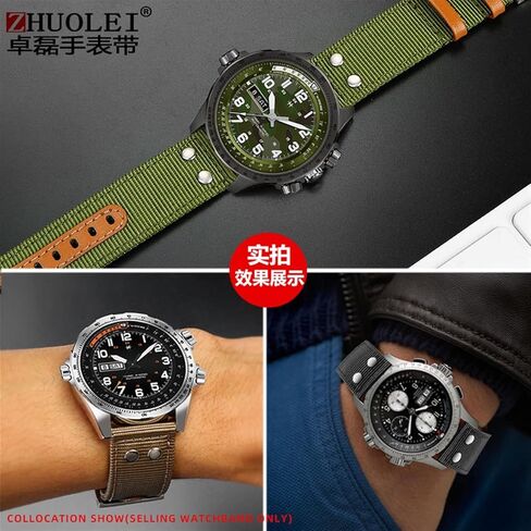 SKM for Hamilton Khaki Aviation Watch H77616533 H70615733 Watch Strap Men WatchBand Beyond Wind Speed Series Nylon Canvas 20mm 22mm (Color : Black Silver fold, Size : 22mm) in Saudi Arabia