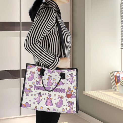LEVLO Dragon Figment Canvas Tote Bag Figment Fans Gift Purple Dragon Figment Moods Shoulder Bag Figment Merchandise in Saudi Arabia