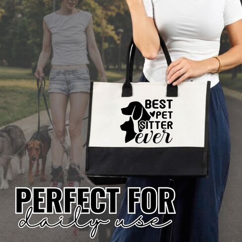 InnoBeta Pet Sitter Gifts, Dog Sitter Thank You Gifts, Canvas Tote Bag, Tote with Top Zipper Closure and Shoulder Strap, Best Pet Sitter Ever in Saudi Arabia