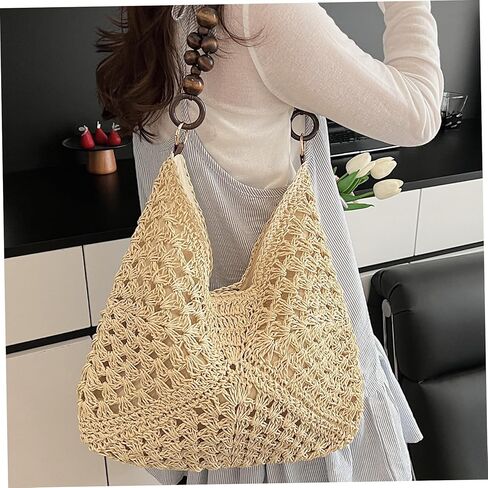 حقيبة الشاطئ للنساء حقيبة الشاطئ مع مشبك مغناطيسي ومقبض مطرز حقيبة بوهو الجمالية المتماسكة للسفر المواعدة التسوق in Kuwait