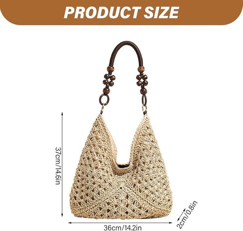 حقيبة الشاطئ للنساء حقيبة الشاطئ مع مشبك مغناطيسي ومقبض مطرز حقيبة بوهو الجمالية المتماسكة للسفر المواعدة التسوق in Kuwait
