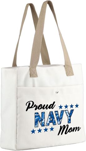 MBMSO Proud Navy Mom Tote Beach Bag - Mom & Sailor Gift for Deployment in Saudi Arabia