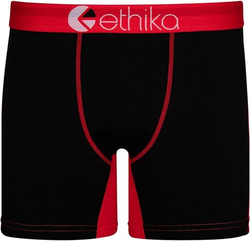 Ethika Men’s Mid Boxer Brief, 4-Way Stretch Performance Underwear - Red OG - Contrast (BKR, S) in Saudi Arabia
