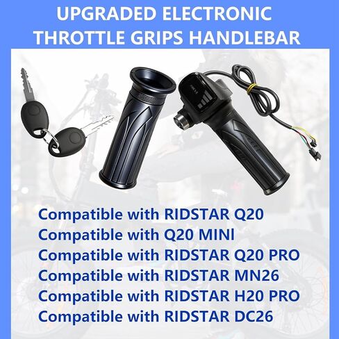 Ebike كامل تويست خنق لRidstar Q20، 48V Ebike خنق 3 دبوس التوصيل والتشغيل مع شاشة LCD وقفل المفتاح، مقابض خنق لEbike دراجة نارية سكوتر in Kuwait