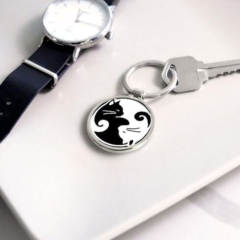 CafePress Yin Yang Cat Circle Novelty Keychain in Saudi Arabia