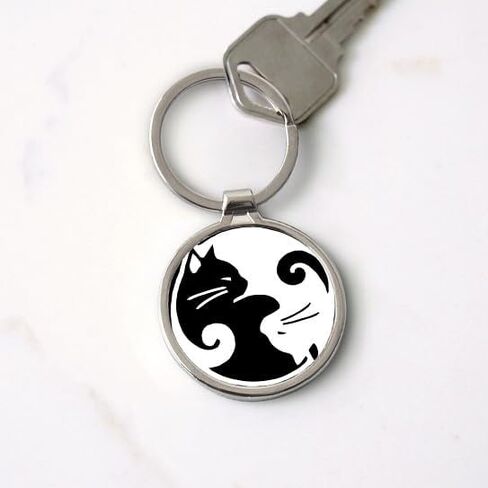CafePress Yin Yang Cat Circle Novelty Keychain in Saudi Arabia