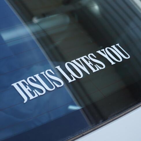 ملصق Jesus Loves You - ملصق Christian Jesus للسيارة والكمبيوتر المحمول وزجاجة ماء - ملصق ديني من الفينيل مقاوم للماء، هدية إيمانية (أبيض لامع) in Saudi Arabia