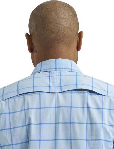 ATG by Wrangler Men's Long Sleeve Hike to Fish Shirt, Cerulean Windowpane, Large in Kuwait