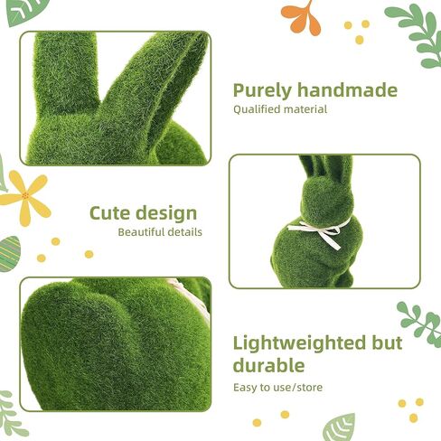 Naturevibe 10/5 بوصة ديكور المنزل أرنب عيد الفصح الطحلب، مجموعة من 8 الآباء الطحالب الخضراء ن أرنب الطفل لزينة عيد الفصح، تماثيل الأرنب لطيف كديكور الربيع in Kuwait