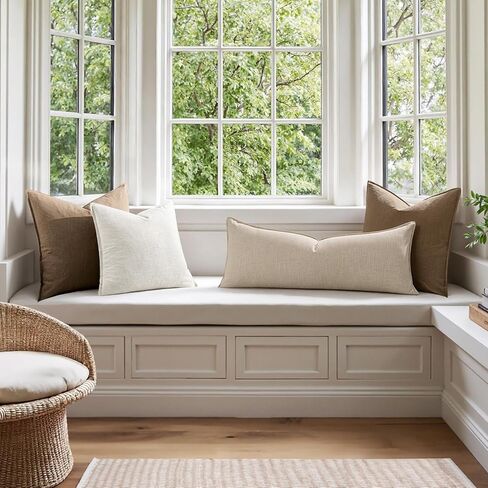 MIULEE Decorative Long Lumbar Throw Pillow Cover for Bed 14x36 Natural Beige Boho Farmhouse Neutral Couch Pillowcase Pack of 1 Accent Modern Sofa Cushion Livingroom Home Decor (Covers Only) in Kuwait