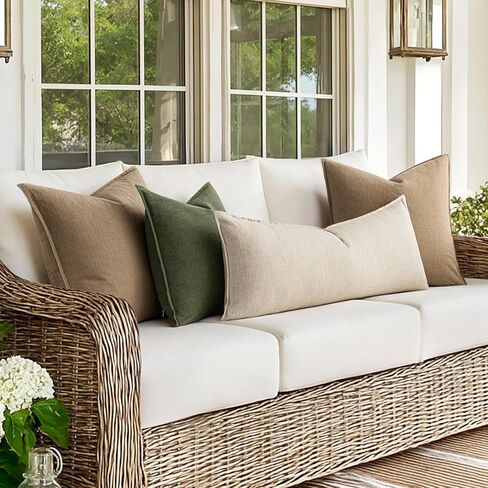 MIULEE Decorative Long Lumbar Throw Pillow Cover for Bed 14x36 Natural Beige Boho Farmhouse Neutral Couch Pillowcase Pack of 1 Accent Modern Sofa Cushion Livingroom Home Decor (Covers Only) in Kuwait