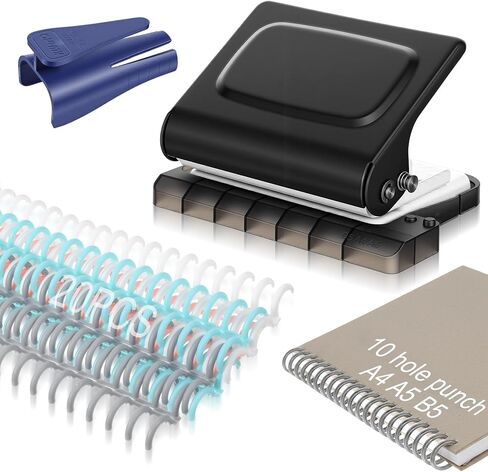 ماكينة تجليد ذات 10 فتحات رمادية للمخطط مع 20 قطعة من أشواك التجليد المشطية، وملفات ربط حلزونية بلاستيكية، 30 فتحة على A4، و20 فتحة على A5، و26 فتحة على B5، وسعة 10 ورقات in Kuwait