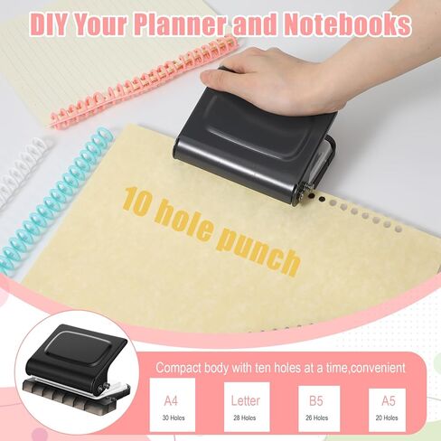 ماكينة تجليد ذات 10 فتحات رمادية للمخطط مع 20 قطعة من أشواك التجليد المشطية، وملفات ربط حلزونية بلاستيكية، 30 فتحة على A4، و20 فتحة على A5، و26 فتحة على B5، وسعة 10 ورقات in Kuwait