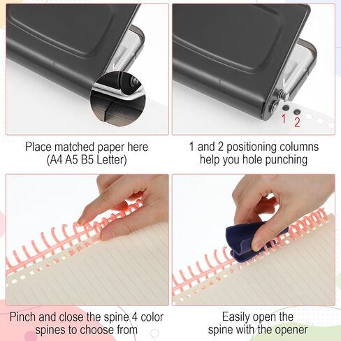 ماكينة تجليد ذات 10 فتحات رمادية للمخطط مع 20 قطعة من أشواك التجليد المشطية، وملفات ربط حلزونية بلاستيكية، 30 فتحة على A4، و20 فتحة على A5، و26 فتحة على B5، وسعة 10 ورقات in Kuwait