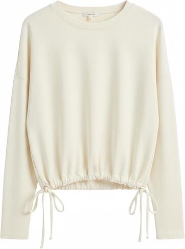 قميص مريح للسيدات - قميص مريح خفيف الوزن بأكمام طويلة، بلوفر مريح مع حاشية قابلة للتعديل in Kuwait