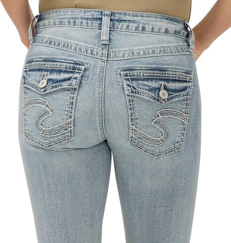 Silver Jeans Co. Women's Suki Mid Rise Curvy Fit Bootcut Jeans, Med Wash, 24W x 31L in Saudi Arabia