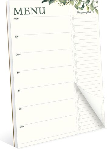 Weekly Meal Planner with Shopping List Magnetic Notepad, Size 8" x 11.5", Meal Planning and Grocery List Notepad for Fridge, Eucalyptus Design in Kuwait