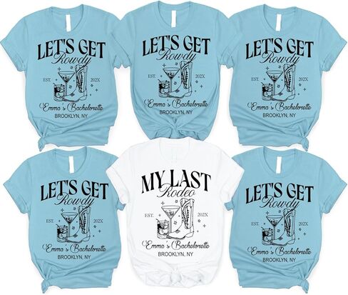 Bachelorette Shirts, Custom Last Rodeo Bachelorette Tees, Bridal Party Shirt, Personalized Location T-Shirt, Western Bride, Let's Get Rowdy in Kuwait
