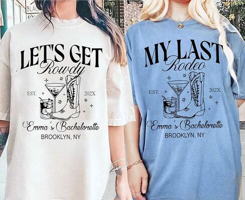 Bachelorette Shirts, Custom Last Rodeo Bachelorette Tees, Bridal Party Shirt, Personalized Location T-Shirt, Western Bride, Let's Get Rowdy in Kuwait