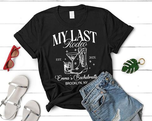 Bachelorette Shirts, Custom Last Rodeo Bachelorette Tees, Bridal Party Shirt, Personalized Location T-Shirt, Western Bride, Let's Get Rowdy in Kuwait