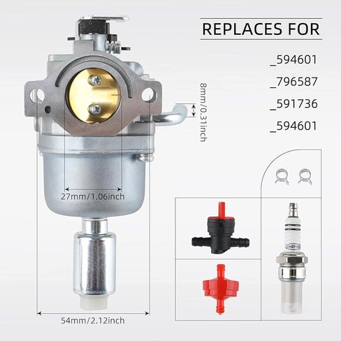 Carburetor for B&S 594601 796587 591736 19 19.5 20 20.5 21 HP Engine Craftsman Riding Lawn Mower Tractor Intek Single Cylinder OHV Motor Nikki Carb with Gasket and Cleaning Tools in Saudi Arabia
