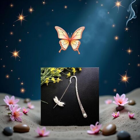 Silver Glow in The Dark Feather Metal Bookmark, Luminous Retro Feather Bookmark Glow in The Dark, Ideal Gift for Reader, Teachers, Adults,Book Covers and Book Accessories,Office Supplies (Dragonfly) in Kuwait