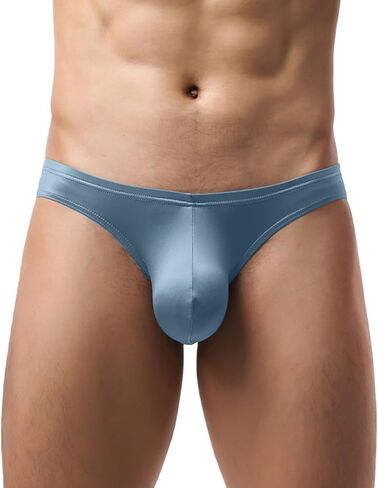 FEOYA Men's Sexy Underwear Low Rise Brief Underpants Male Bulge Pouch Sheer Satin Bikini Underpants in Saudi Arabia