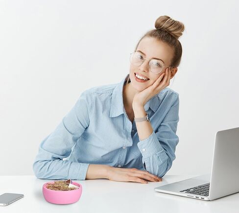 حامل مشبك ورق أسمنتي - موزع منظم مشبك ورق، حامل مشبك ورق خرساني لسطح المكتب، منظمات ديكور مكتب المكتب، وردي in Kuwait