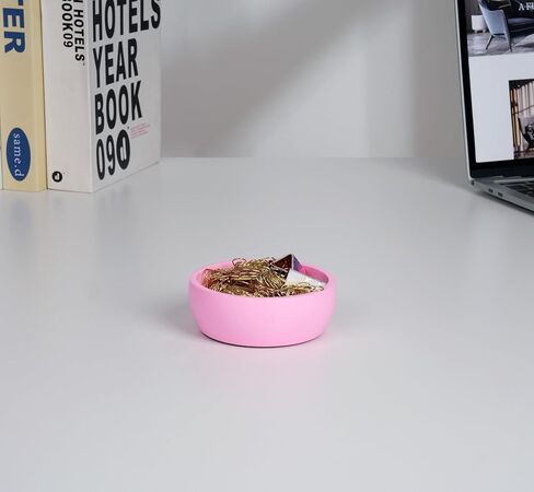 حامل مشبك ورق أسمنتي - موزع منظم مشبك ورق، حامل مشبك ورق خرساني لسطح المكتب، منظمات ديكور مكتب المكتب، وردي in Kuwait