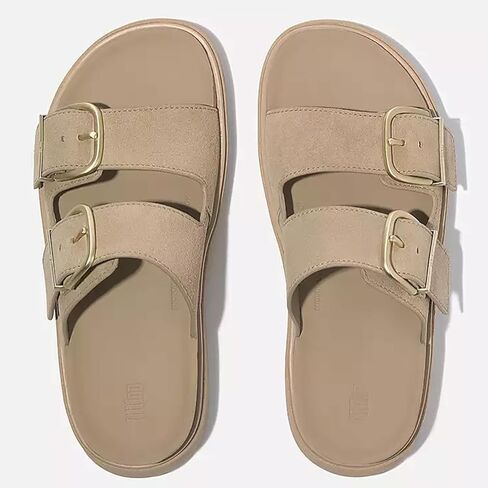 شبشب نسائي من FitFlop من الجلد السويدي مزود بإبزيم من Gen-FF | صندل خفيف الوزن ومريح وسهل الارتداء وقابل للتعديل مع نعل مكتنز in Saudi Arabia