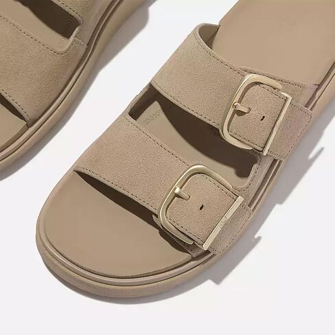 شبشب نسائي من FitFlop من الجلد السويدي مزود بإبزيم من Gen-FF | صندل خفيف الوزن ومريح وسهل الارتداء وقابل للتعديل مع نعل مكتنز in Saudi Arabia
