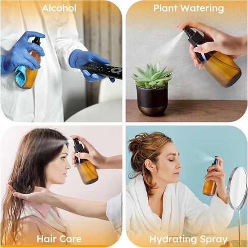 زجاجات رذاذ زجاجية، عبوتان من زجاجات رذاذ زجاجية سعة 4 أونصة لحلول التنظيف، رذاذ ناعم مع ملصقات، قمع، ماصات - شفافة in Saudi Arabia
