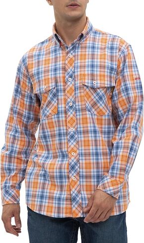 قمصان WORKWEYA FR Welding 7.5oz قطن قميص مقاوم للهب بأزرار سفلية للرجال in Kuwait