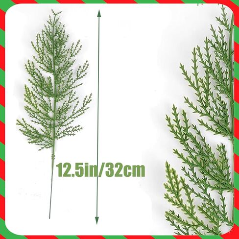 30PCS Evergreen Fake Pine Needles Picks, Artificial Pine Branches for Christmas Tree Filler, Christmas Greenery Stems DIY Accessories for Wreath Making Supplies Holiday Decor in Kuwait