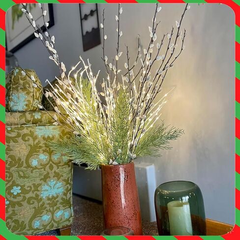 30PCS Evergreen Fake Pine Needles Picks, Artificial Pine Branches for Christmas Tree Filler, Christmas Greenery Stems DIY Accessories for Wreath Making Supplies Holiday Decor in Kuwait