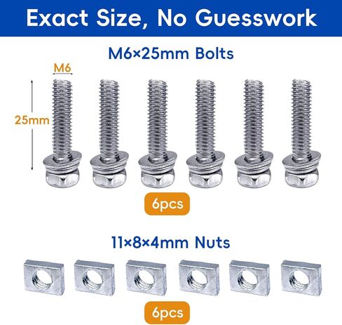 12 حزمة M6 × 25 مم من البراغي والصواميل الطرفية لبطارية الدراجة النارية طويلة جدًا ومسامير من الفولاذ المقاوم للصدأ مع صواميل مستطيلة لاستبدال طرف بطارية مولد جت سكي ATV in Kuwait