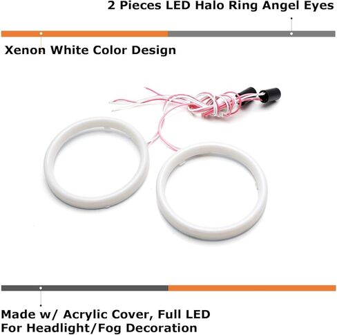 iJDMTOY Frosted Surface 6000K Xenon White SMD LED Angel Eyes Halo Ring Kit Compatible with Nissan 2006-2009 350Z, 2010-2020 370Z Fairlady Z in Saudi Arabia