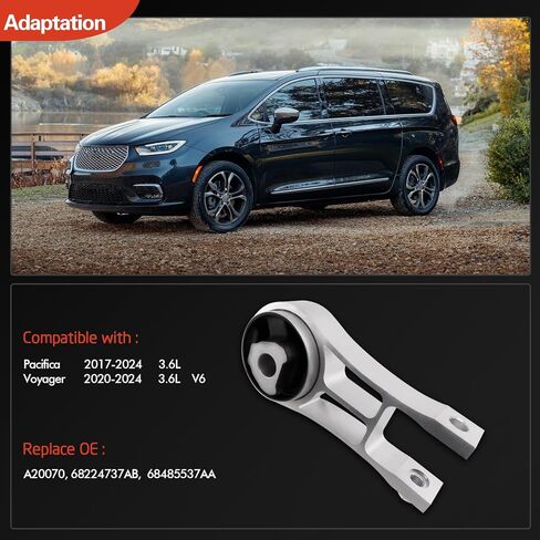 Rear Engine Motor Mount & Transmission Mount Kit Compatible with 2017-2024 Pacifica 3.6L & 2020-2024 Voyager 3.6L V6 Engine, Replace A20070 68224737AB 68485537AA in Kuwait