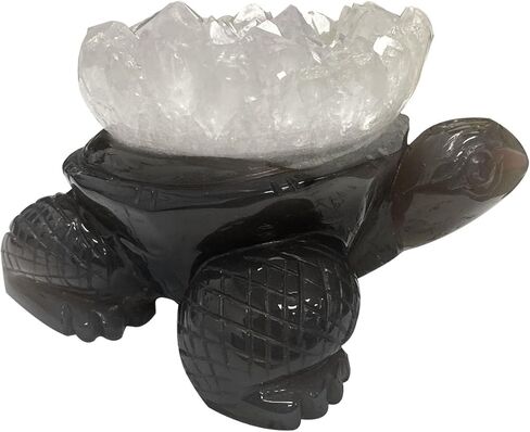 Gemshan العقيق السلحفاة منحوتة باليد الأحجار الكريمة تمثال حجر الحيوانات ديكور تمثال 3.8 بوصة ديكور المنزل والمكتب in Kuwait