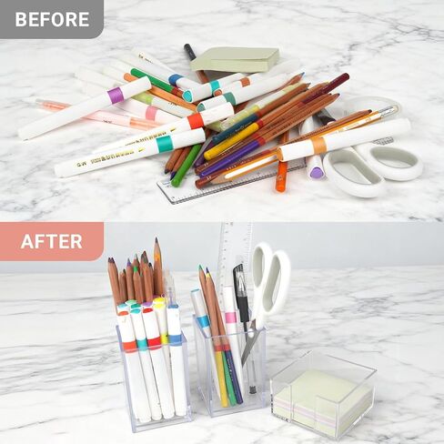 3 Pcs Acrylic Pen Pencil holder and Sticky Note Holder,Clear Desk Organizer,Desk Accessories for Office School Home in Kuwait