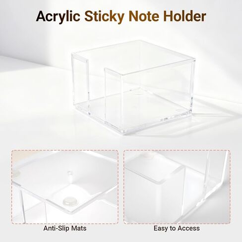 3 Pcs Acrylic Pen Pencil holder and Sticky Note Holder,Clear Desk Organizer,Desk Accessories for Office School Home in Kuwait