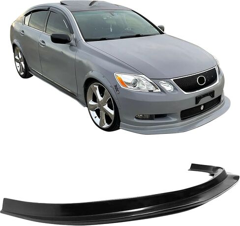 IKON MOTORSPORTS Front Bumper Lip, Compatible with 2006-2007 Lexus GS300 GS350 GS430, MDA Style Unpainted Black PU Polyurethane Air Dam Chin Spoiler Protector Splitter in Saudi Arabia