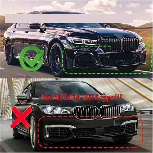 ممتص الصدمات الأمامي للسيارة متوافق مع BMW 7 Series G11 G12 740i 750i Li M760Li 2019-2022 مجموعة تجميل الجسم (أسود لامع) in Kuwait