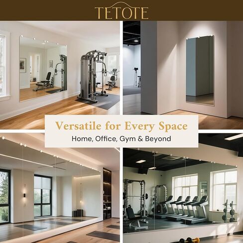 TETOTE Home Gym Mirror 65" x 22", Fitness, Wall Mounted for Garage, Bedroom, Oversized Frameless Mirror in Kuwait