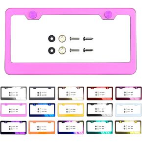 One Inch Bottom License Plate Frame Black Chrome Gun Metal Gray Electroplating Universal Fit Aluminum Screw On Cap Cover, T304 Stainless Steel, Rust Proof Stainless Steel Screws (Qty: 1 Frame) in Kuwait