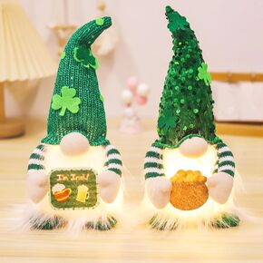 St Patricks Day Gnomes Plush with Light, 11inch St. Patrick's Day Irish Elf Tomte Gnome Decoration Ornaments Table Indoor Home Decor 2 Pack in Kuwait