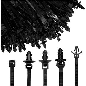 160PCS Car Cable Tie Buckle Zip Tie Clips, Nylon Self-Locking Vehicle Rivet Push Mount Zip Ties, Multifunctional Auto Fasteners Wire Harness Clips, Universal for SUV RV Truck in Kuwait